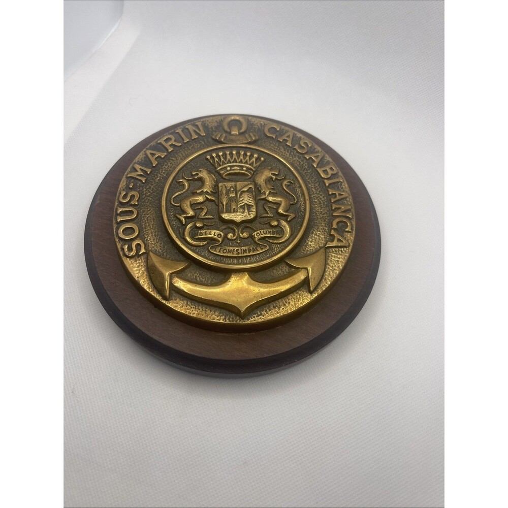 Brass CREST PLAQUE / Sous Marin Casabianca - rare htf
